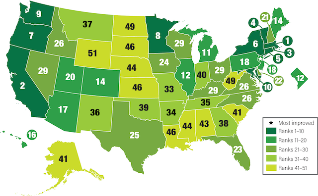 ACEEE's State Energy Efficiency Scorecard Map